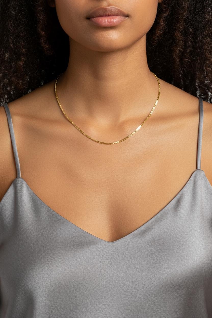 Flat Mariner Chain Necklace for Women - Dainty Minimalist Jewelry