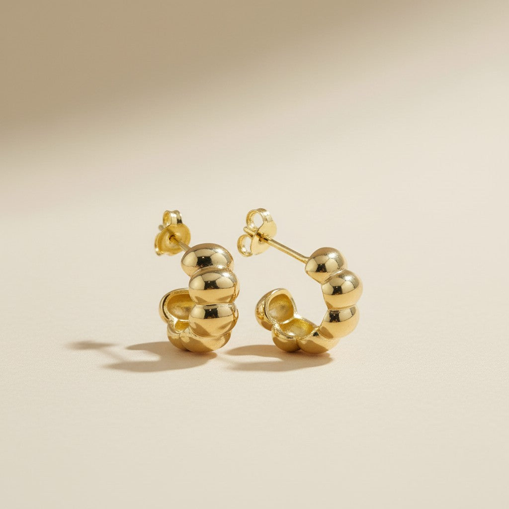18k Gold Filled Scalloped C-Hoop Earrings