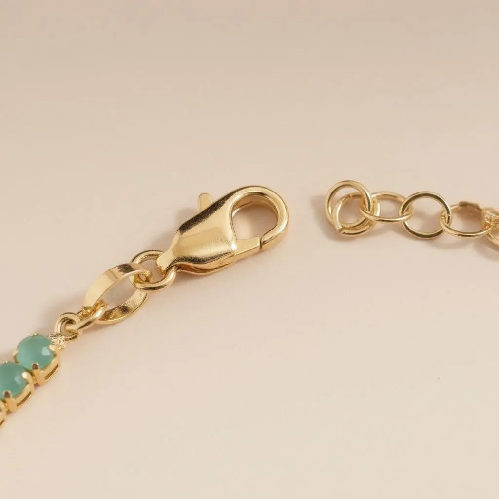 Mint Green CZ Tennis Bracelet - Adjustable Chain Bracelet