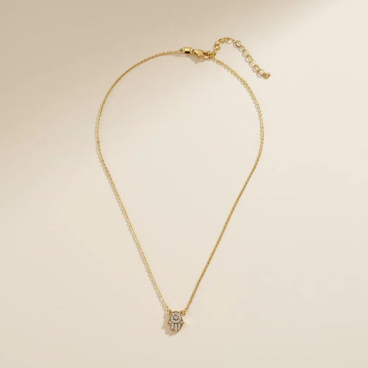 18k Gold Filled CZ Hamsa Hand Necklace | Ancient Protection, Modern Elegance