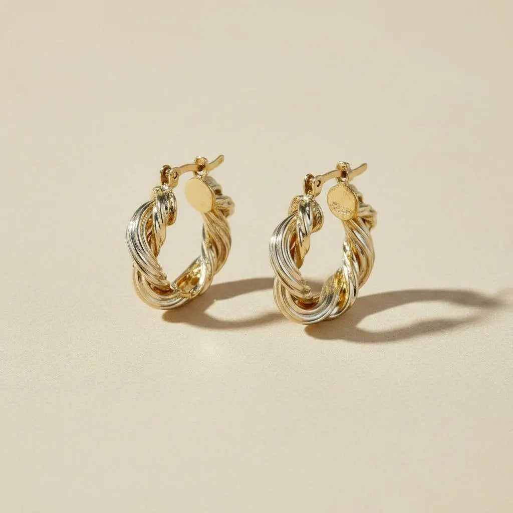 ✨ 18k Gold Filled 21mm Double Twisted Tube Hoop Earrings