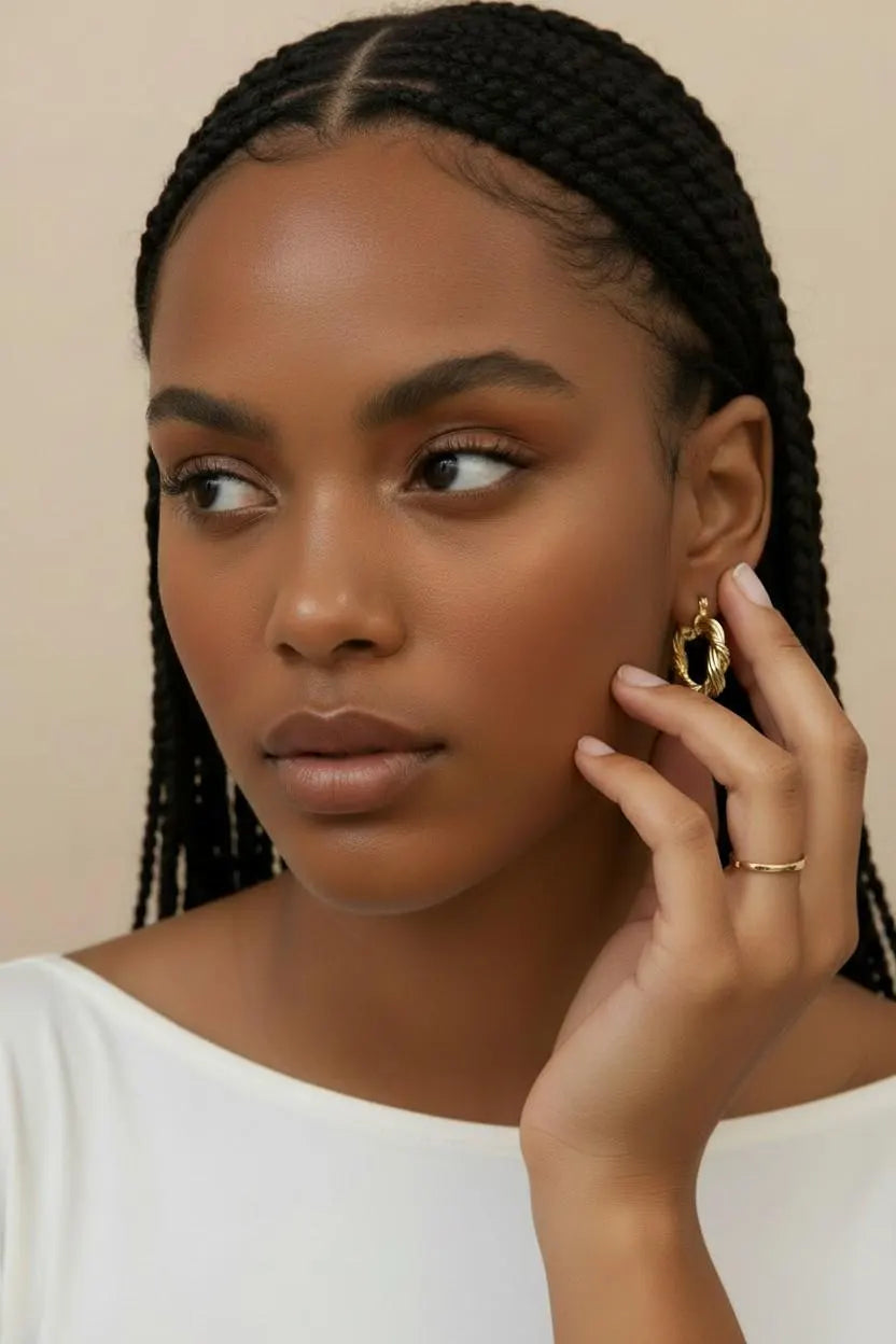 ✨ 18k Gold Filled 21mm Double Twisted Tube Hoop Earrings