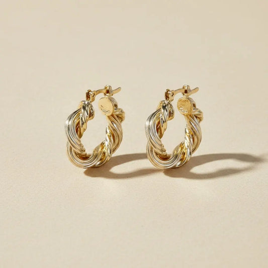 ✨ 18k Gold Filled 21mm Double Twisted Tube Hoop Earrings