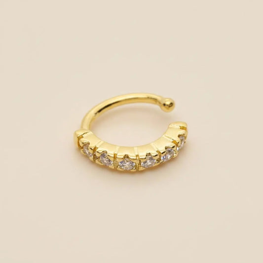 18k Gold Filled Delicate CZ Ear Cuff | Six-Stone Sparkle