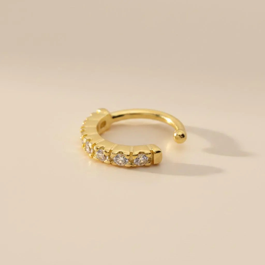 18k Gold Filled Delicate CZ Ear Cuff | Six-Stone Sparkle