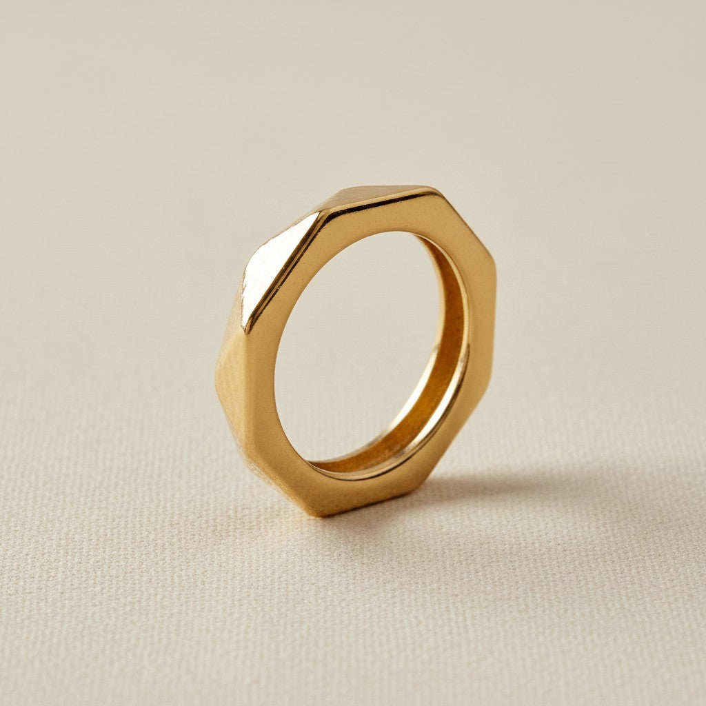 18k Gold Filled Faceted Band Ring