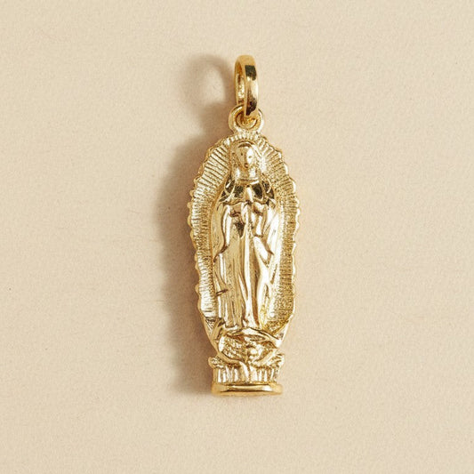 🕊️ 18k Gold Filled Our Lady of Grace Pendant — Full Figure. Warm Gold. Worn Close to the Heart.
