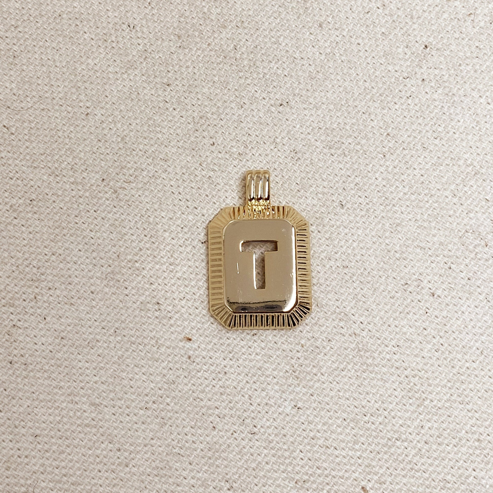 GoldFi 18k Gold Filled Initial Plate Pendant Letter T