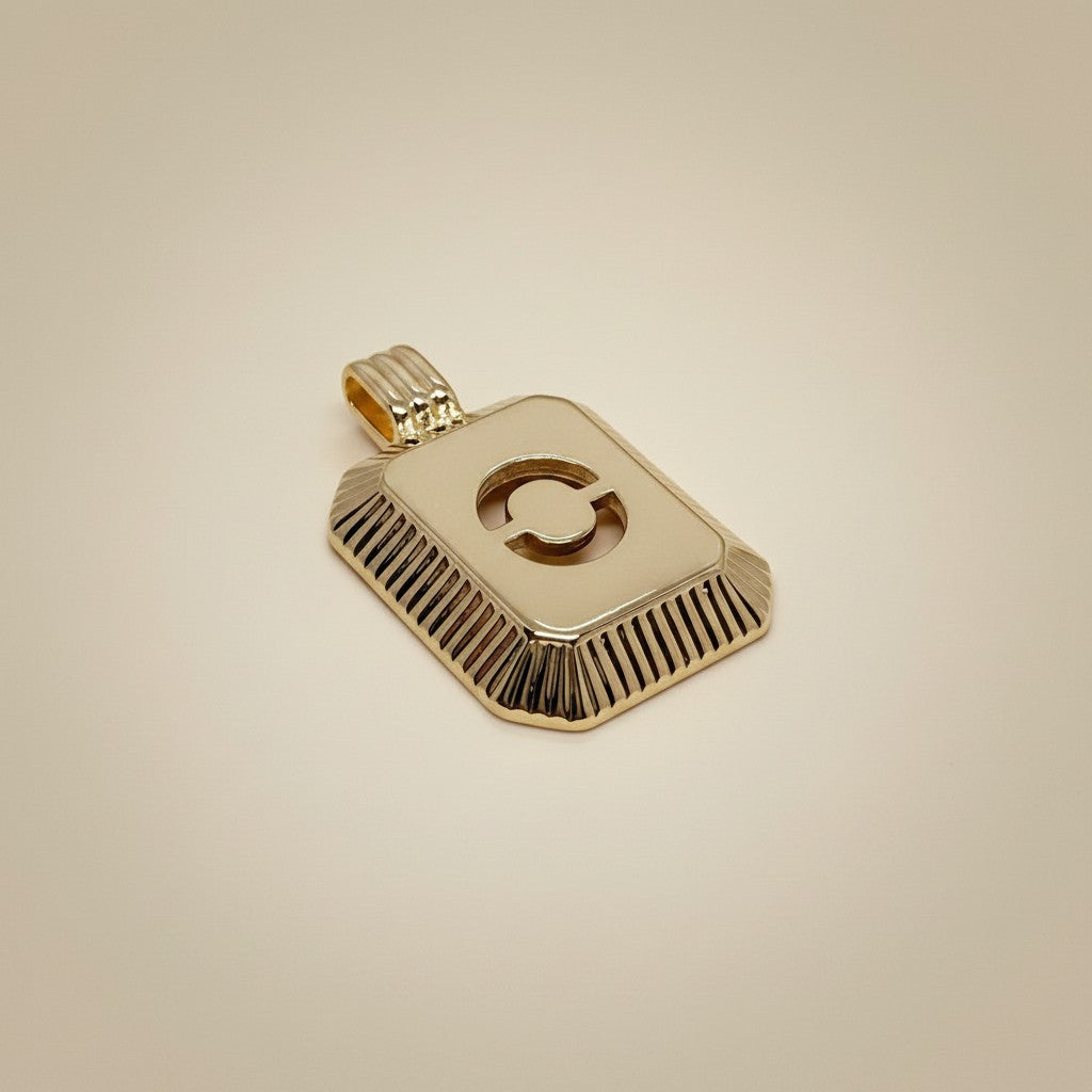 18k Gold Filled Diamond-Cut Initial Pendant — Your Letter. Your Name. Worn in Gold.