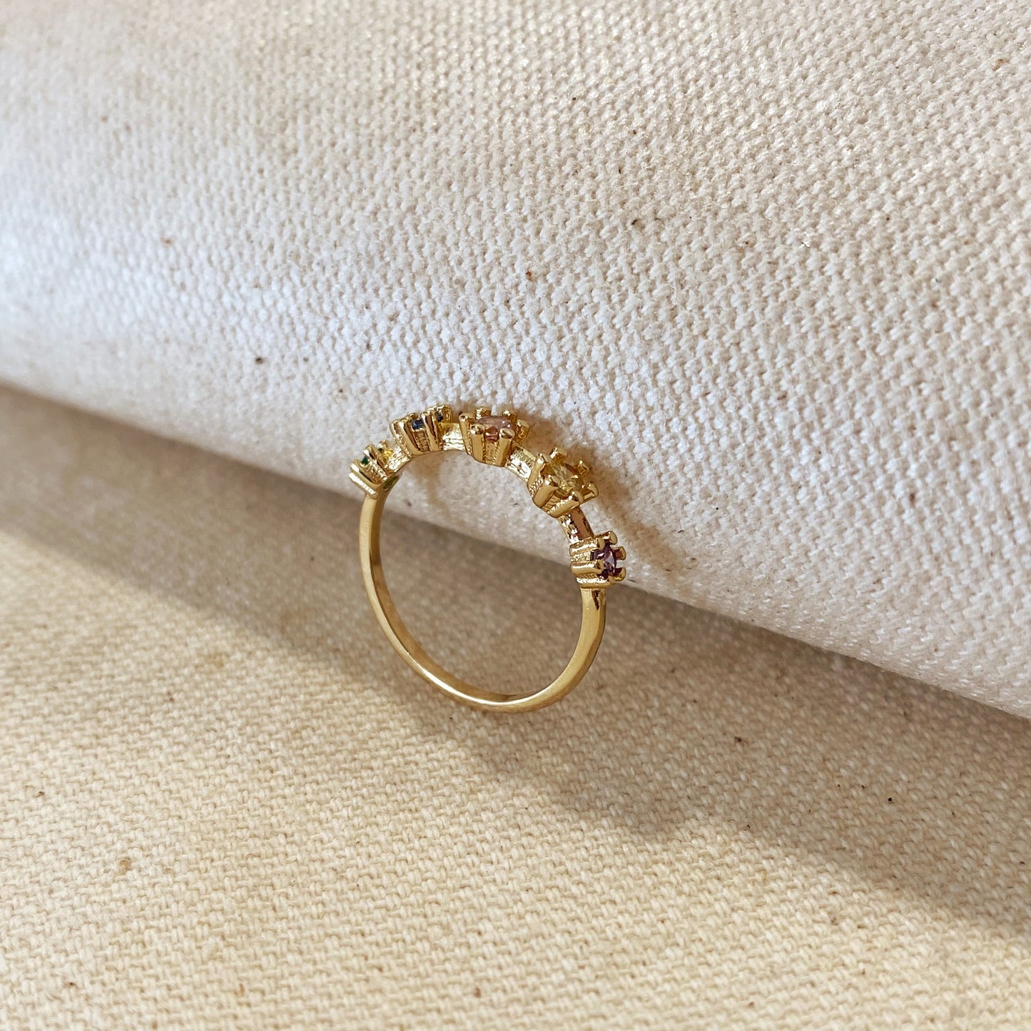 18k Gold Filled Delicate Pastel Colored Cubic Zirconia Ring