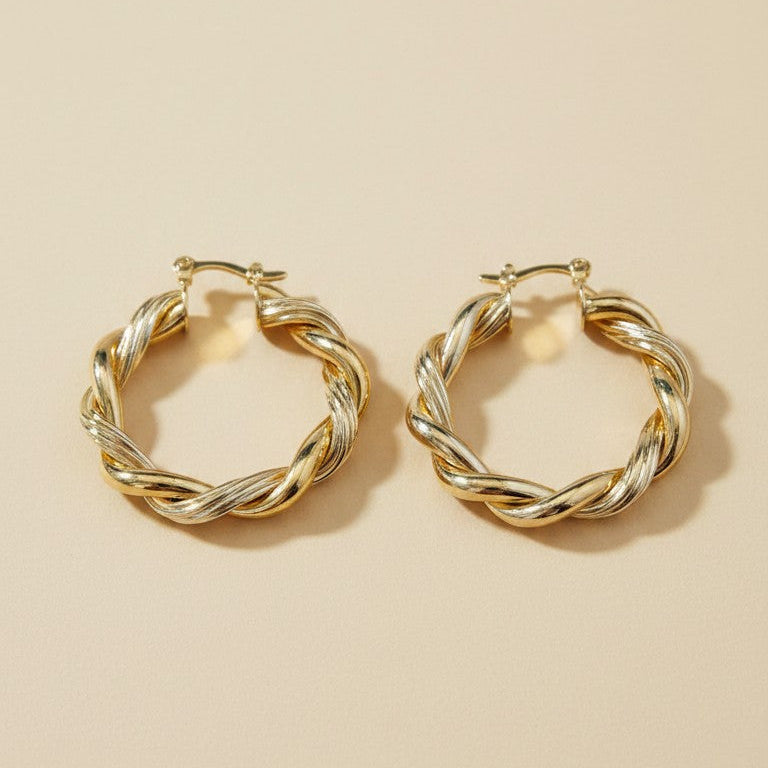 ✨ 18k Gold Filled Double Twisted Tube Hoop Earrings — The Twist. Twice. At 30mm.