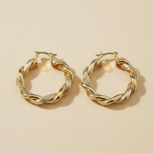 ✨ 18k Gold Filled Double Twisted Tube Hoop Earrings — The Twist. Twice. At 30mm.