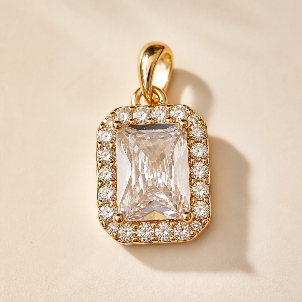 18k Gold Filled Cushion-Cut CZ Solitaire Pendant | Fire, Life &amp; Brilliance