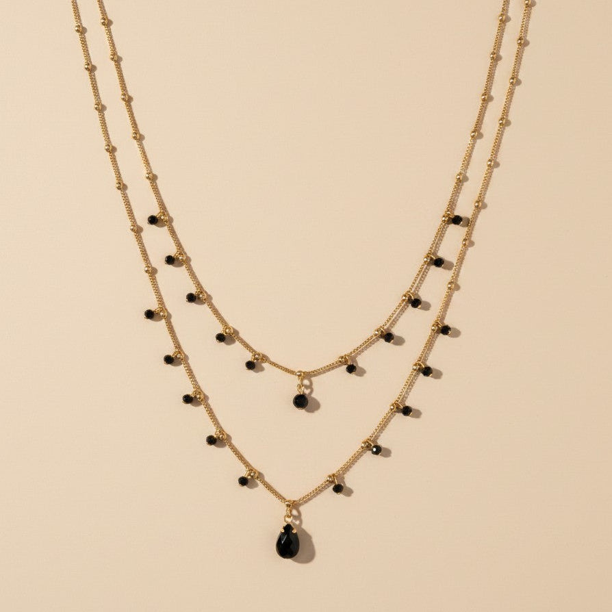 18k Gold Filled Black CZ Teardrop Satellite Necklace | The Upgraded Best Seller in Black