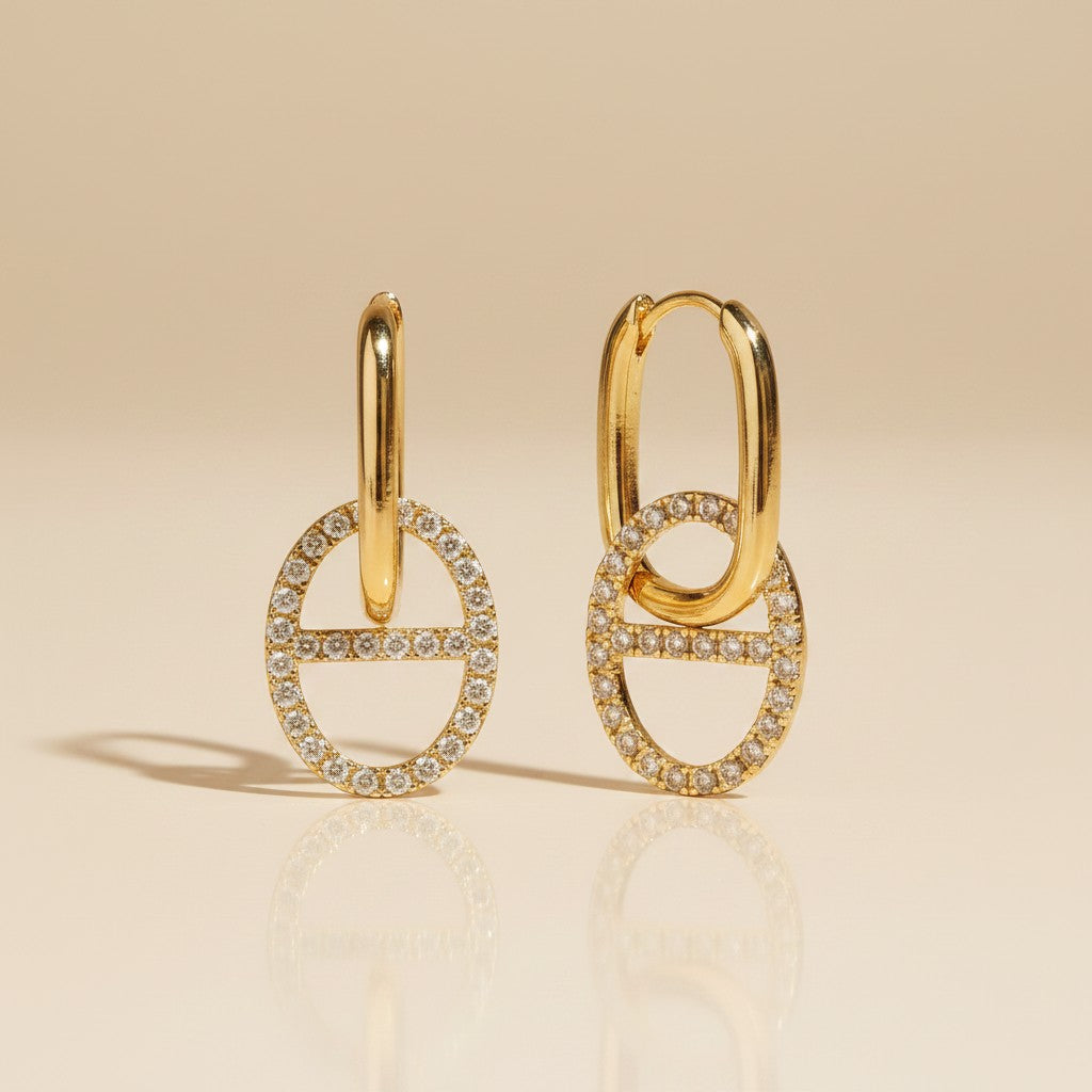 ⚓ 18k Gold Filled CZ Mariner Drop Huggie Earrings — The Huggie That Keeps Going