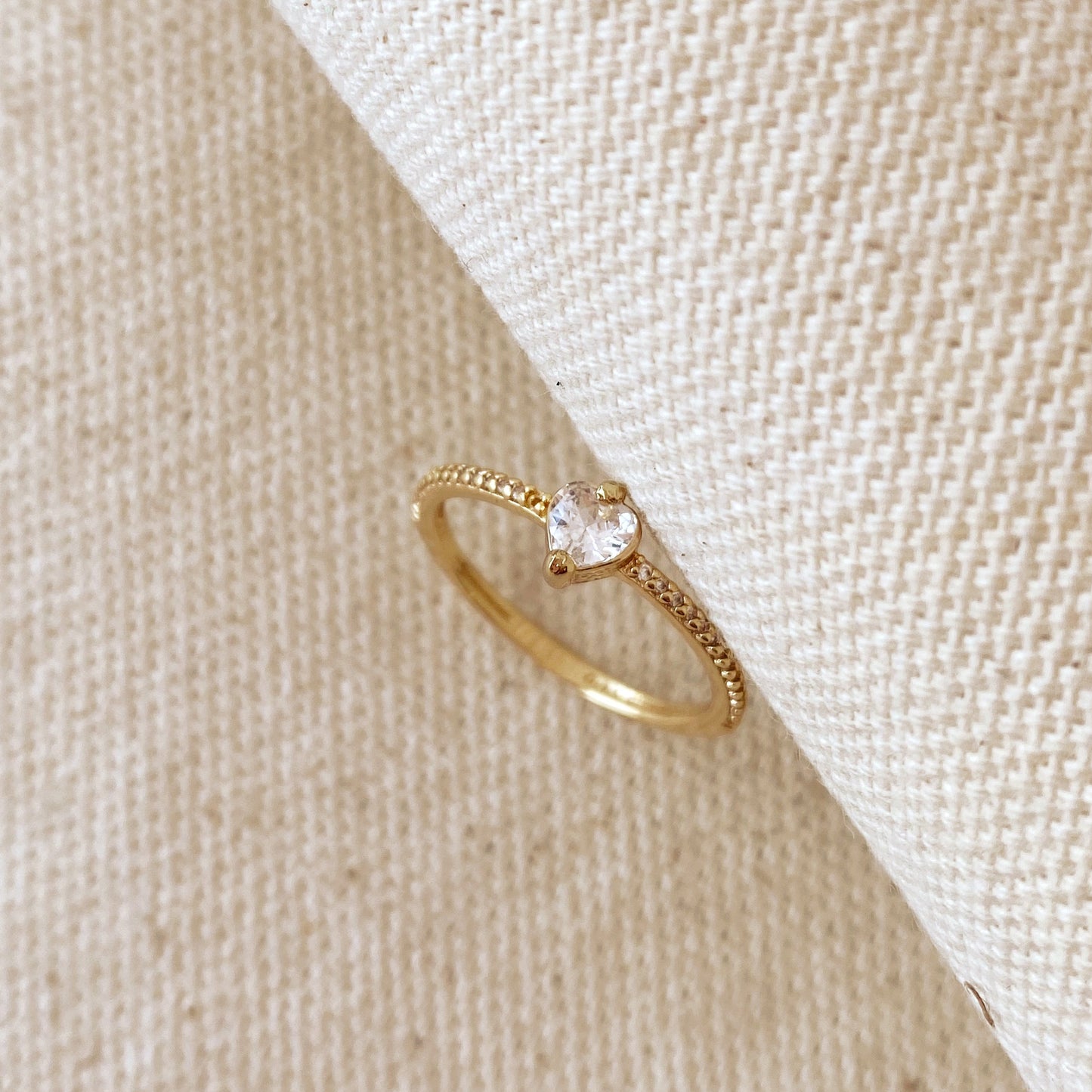 18k Gold Filled Vintage Mini Heart Stackable Band Ring