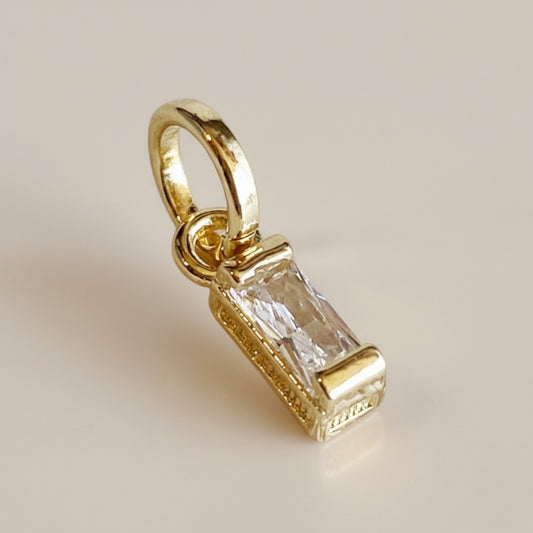 Baguette CZ Pendant Charm for Women - Delicate Diamond Look Necklace Charm | Layering Jewelry Set