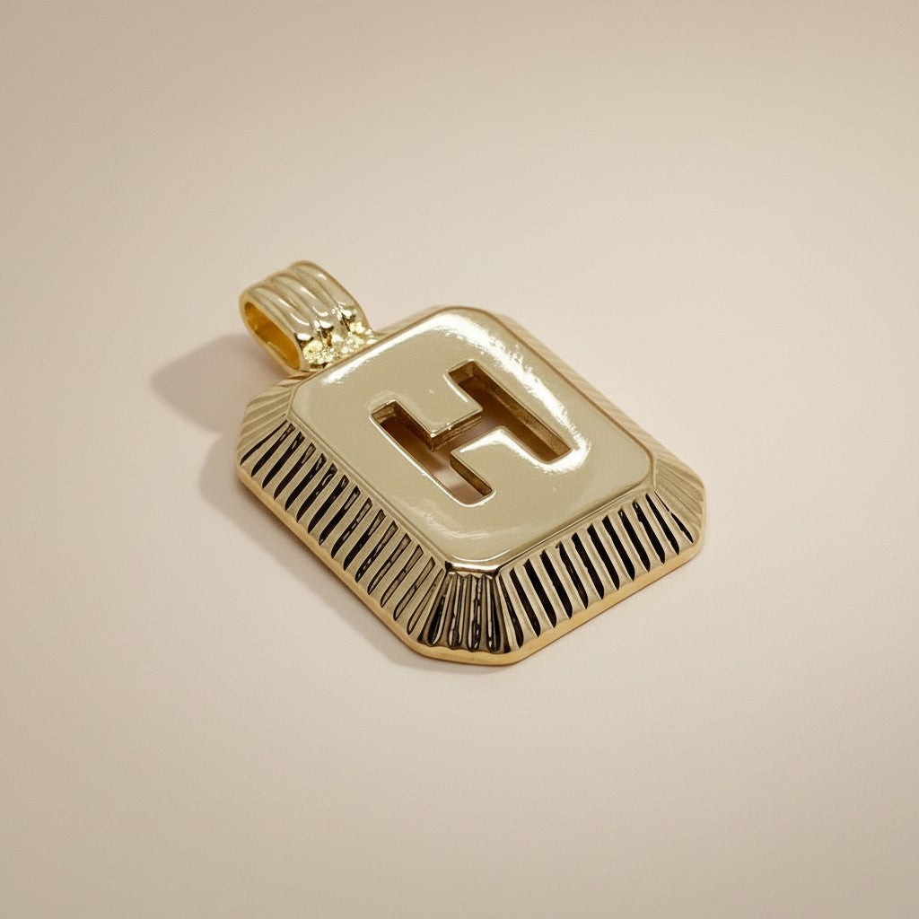 18k Gold Filled Diamond-Cut Initial Pendant — Your Letter. Your Name. Worn in Gold.