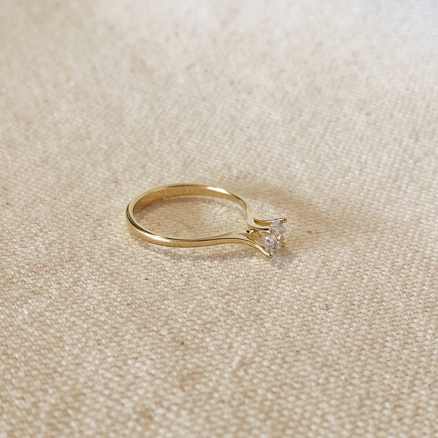 18k Gold Filled Delicate Solitaire Ring