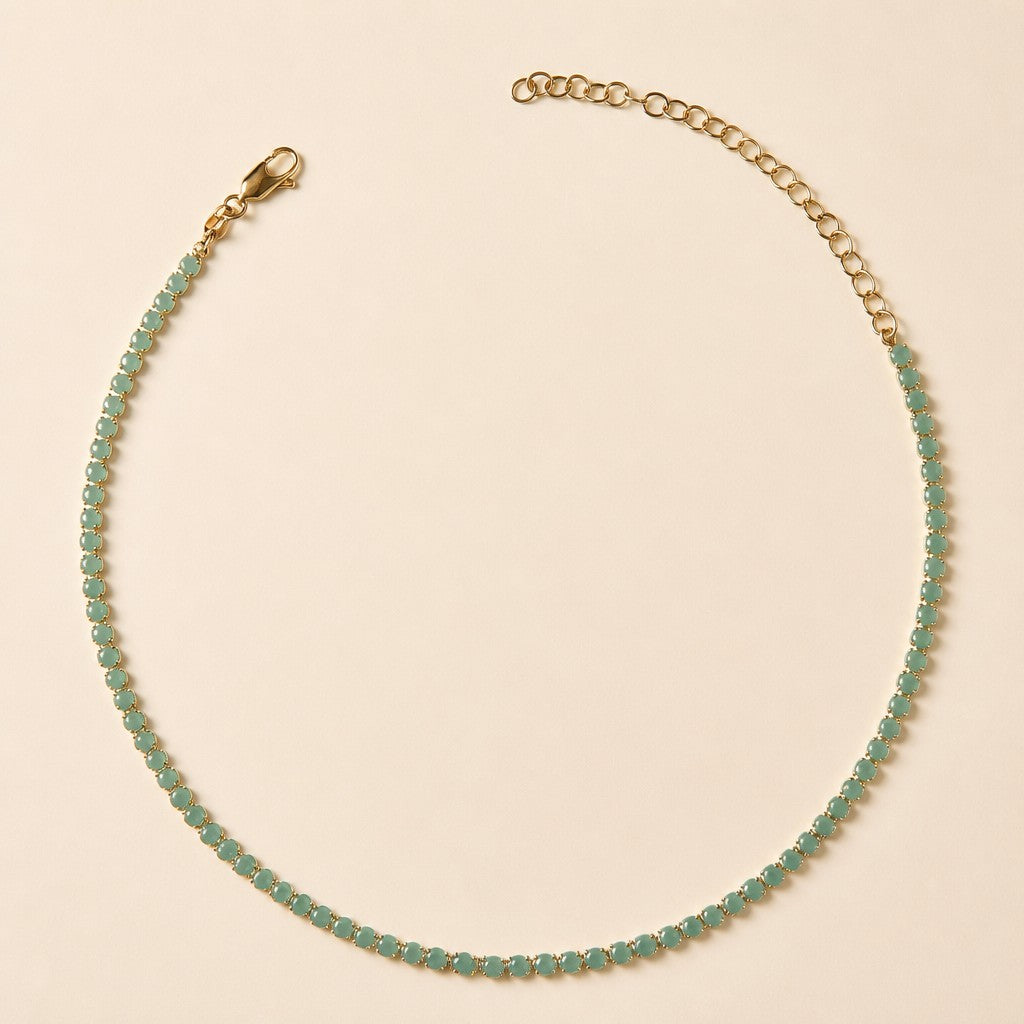 18k Gold Filled 3mm Mint Cubic Zirconia Necklace