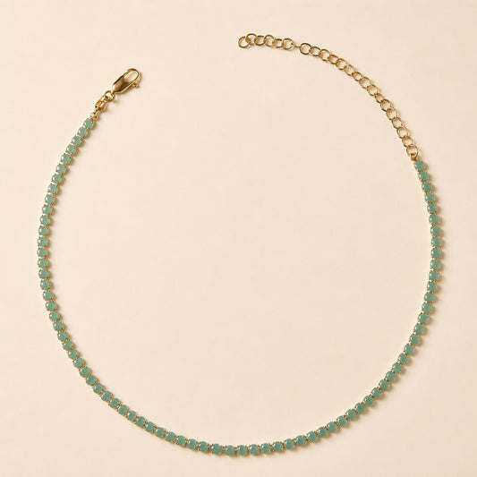 18k Gold Filled 3mm Mint Cubic Zirconia Necklace