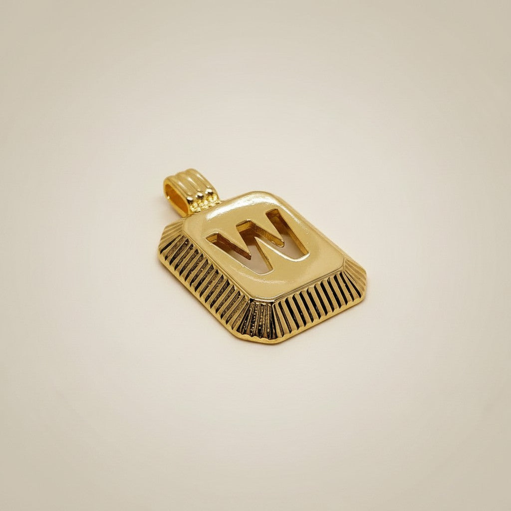 18k Gold Filled Diamond-Cut Initial Pendant — Your Letter. Your Name. Worn in Gold.
