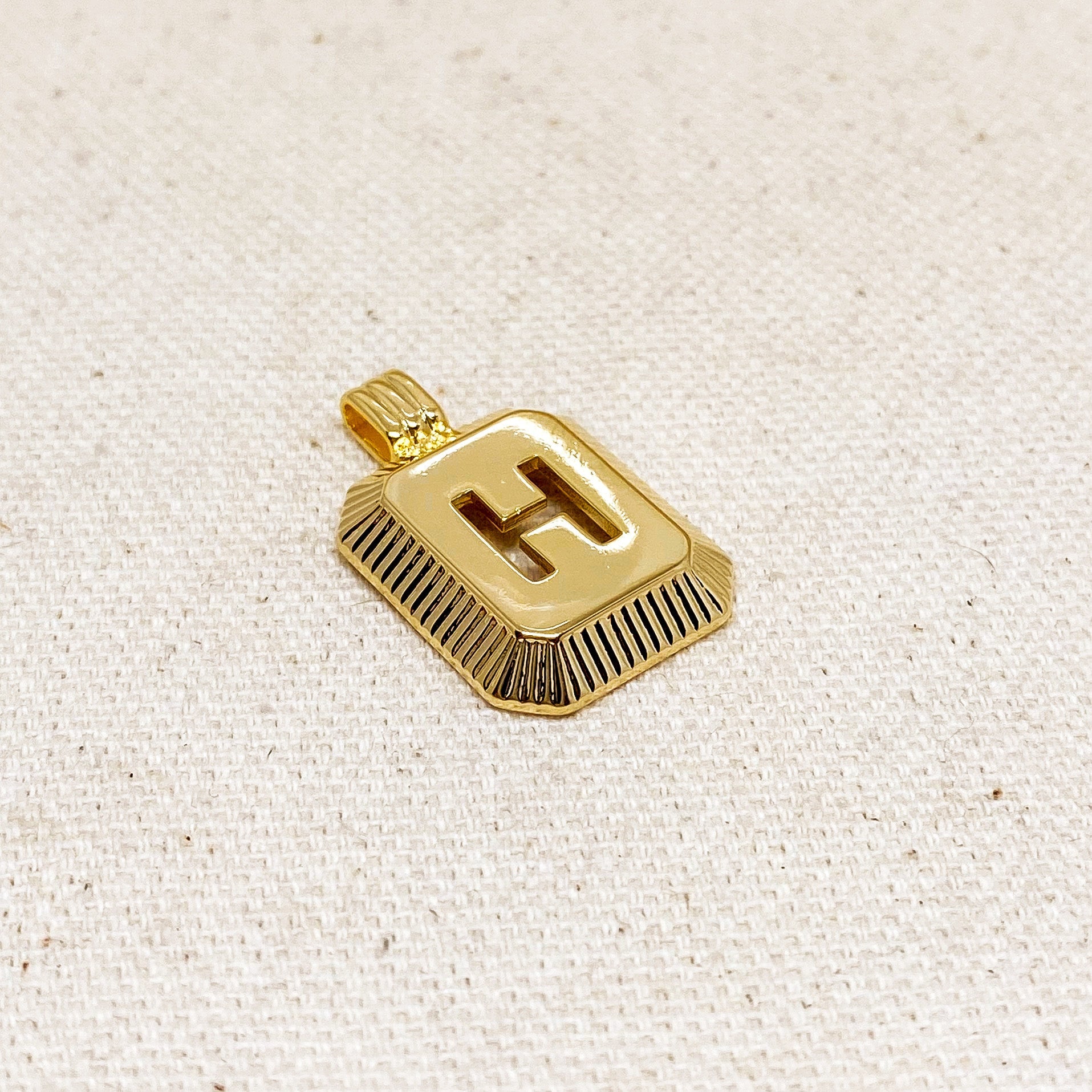 GoldFi 18k Gold Filled Initial Plate Pendant Letter H