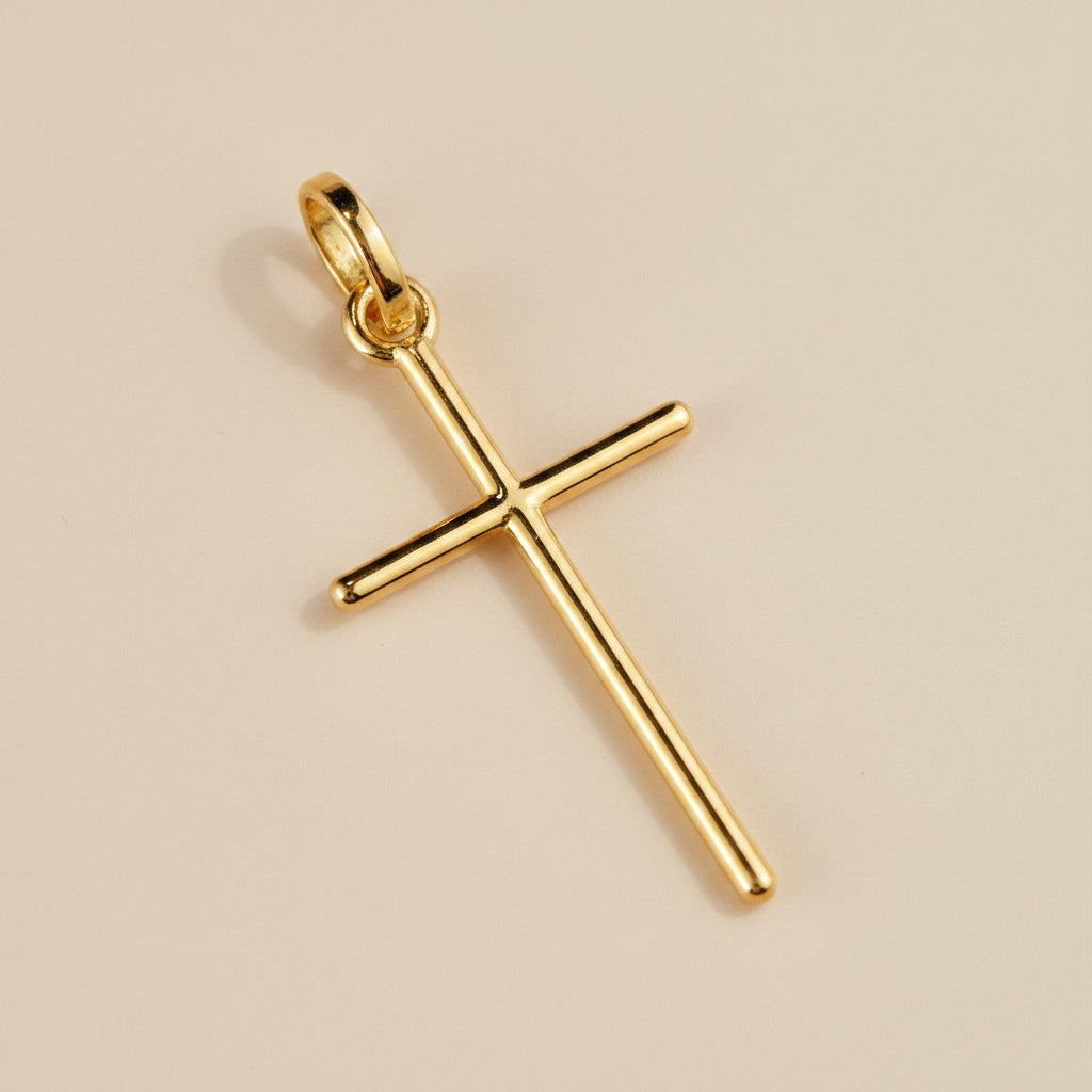 ✝️ 18k Gold Filled Thin Plain Cross Pendant — Faith, Simplified. Warm Gold, Nothing More.