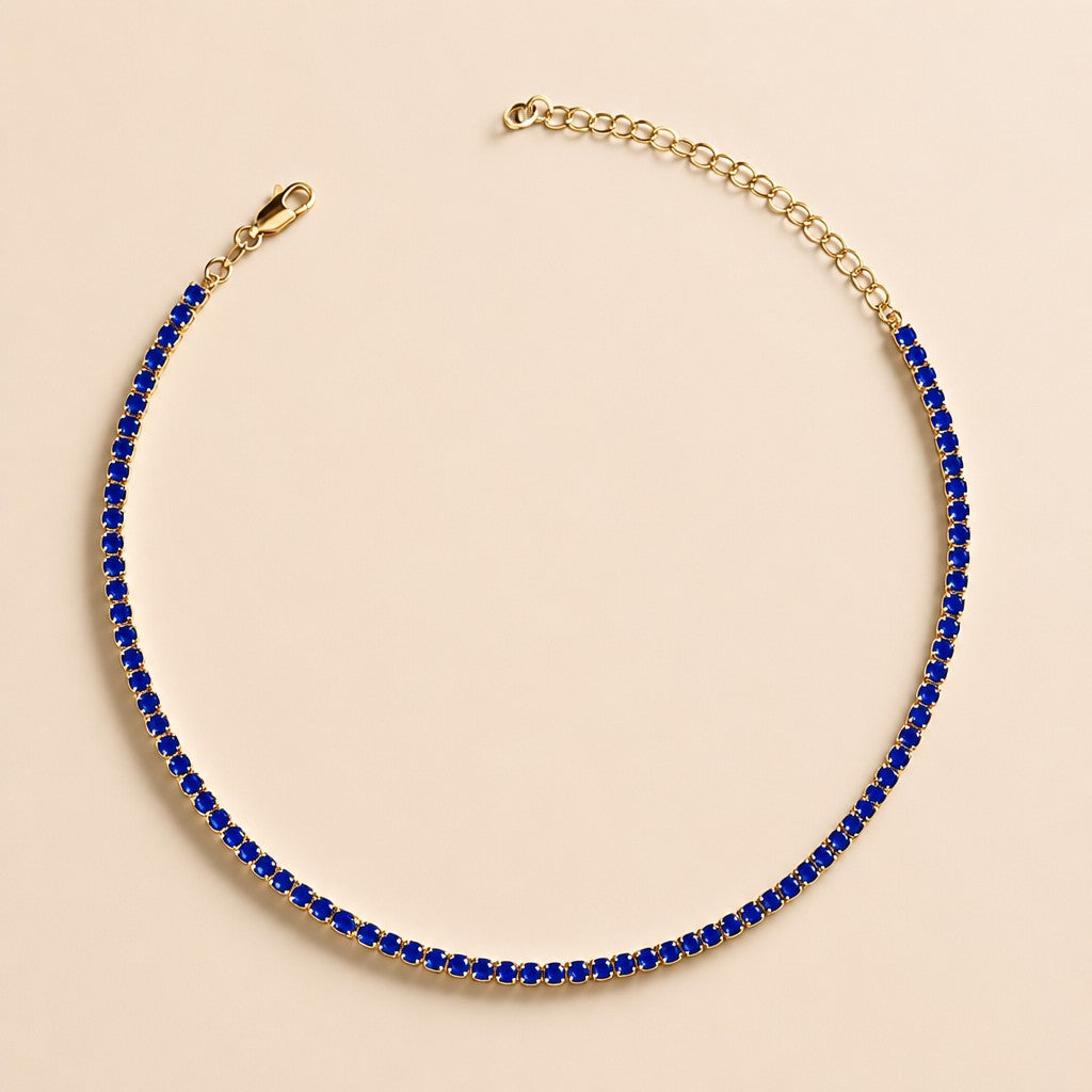 18k Gold Filled Royal Blue CZ Necklace | Seasonal Color Statement