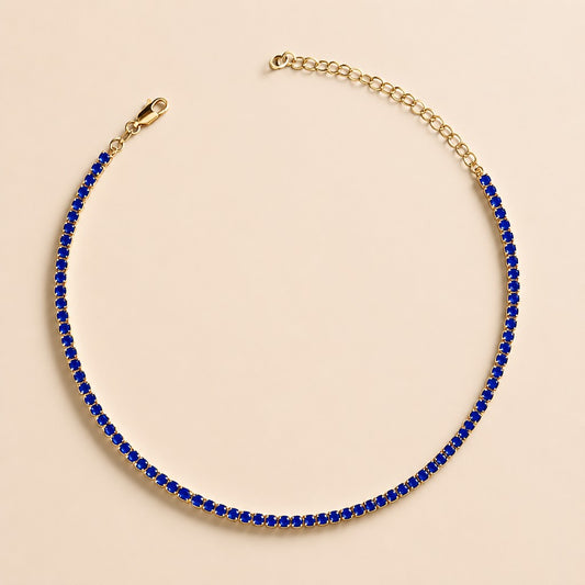 18k Gold Filled Royal Blue CZ Necklace | Seasonal Color Statement