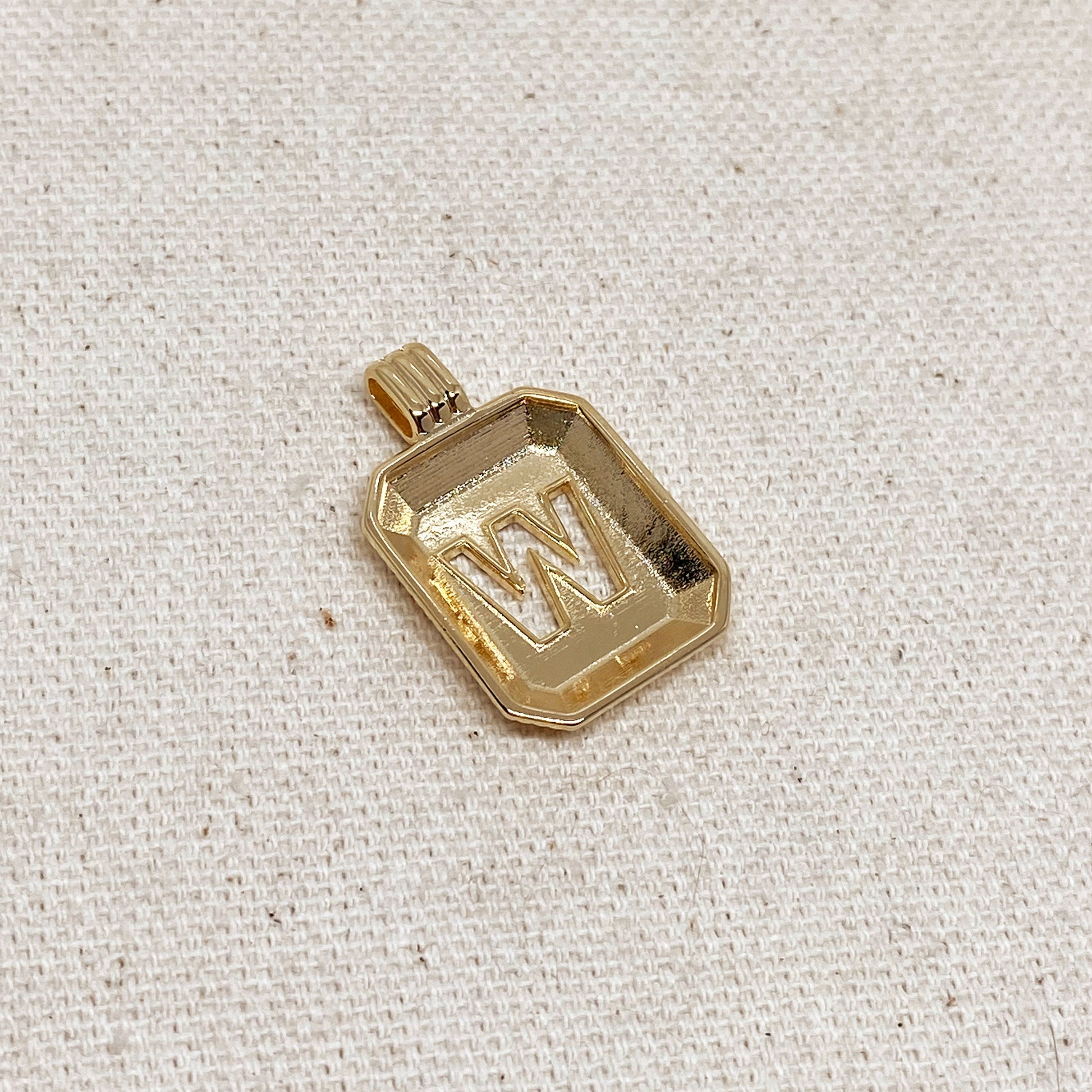 GoldFi 18k Gold Filled Initial Plate Pendant Letter W