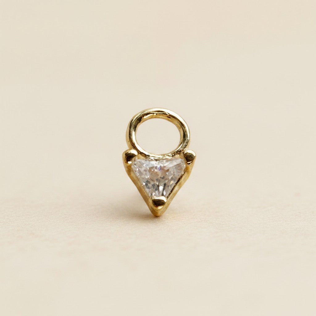 18k Gold Filled Mini CZ Triangle Earring Charm | Chic Geometric Sparkle