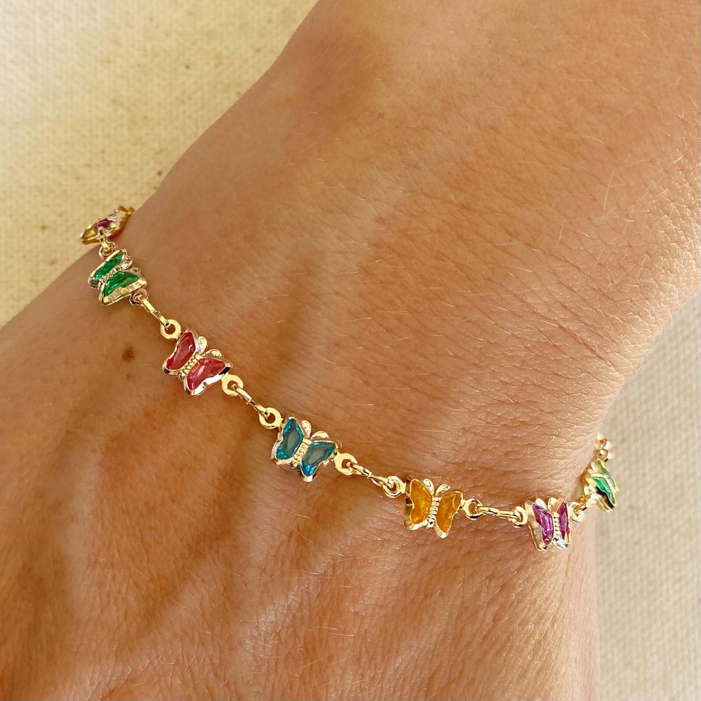 GoldFi 18k Gold Filled Colorful Butterflies Bracelet