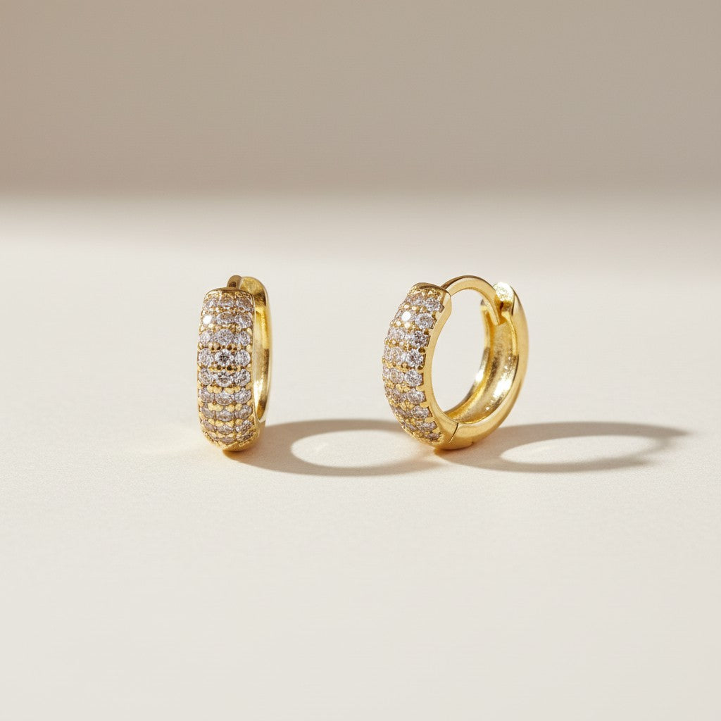 CZ Clicker Hoop Earrings - Sparkling Small Hoops with Cubic Zirconia