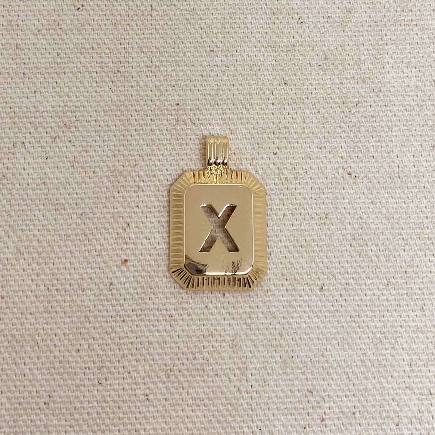 GoldFi 18k Gold Filled Initial Plate Pendant Letter X