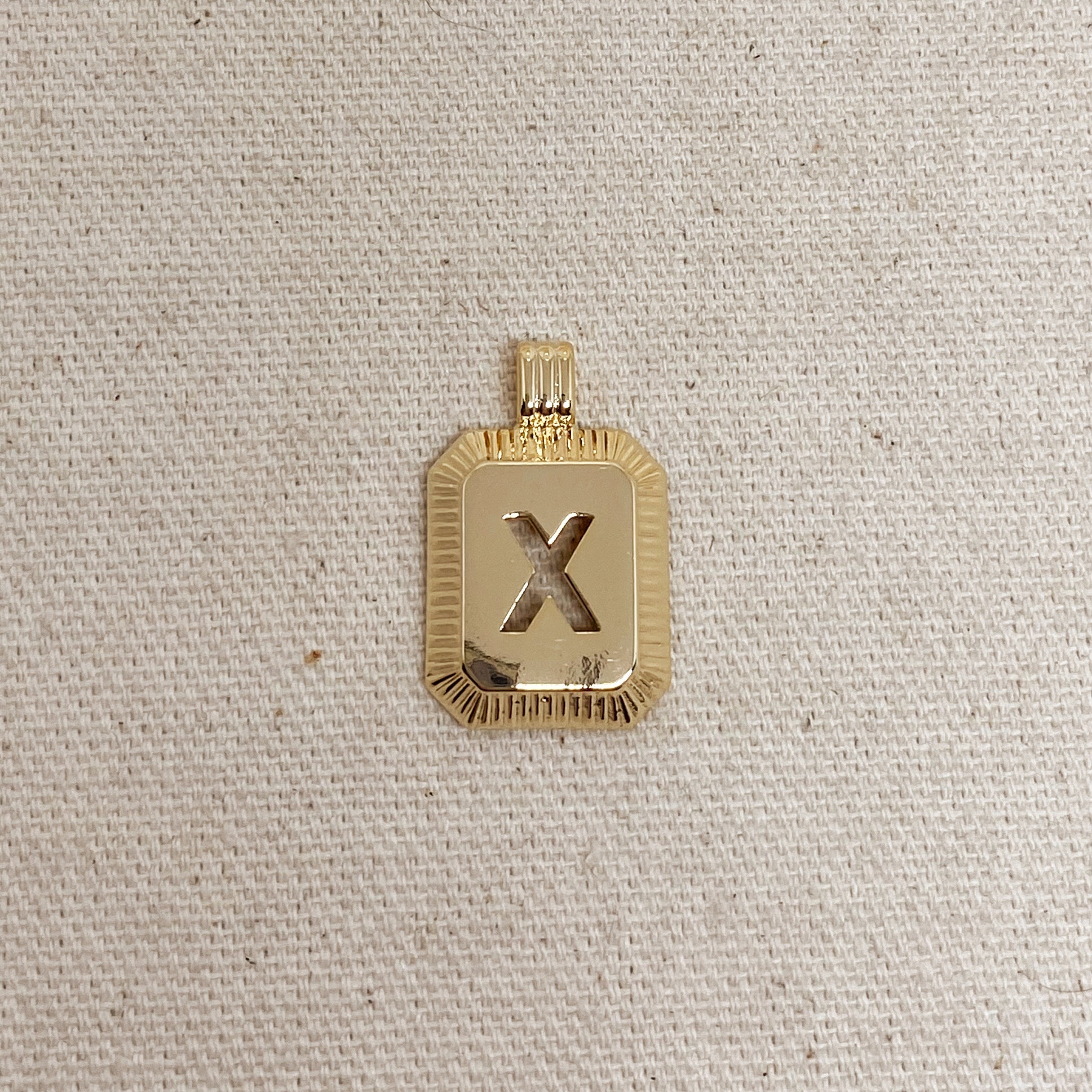 GoldFi 18k Gold Filled Initial Plate Pendant Letter X