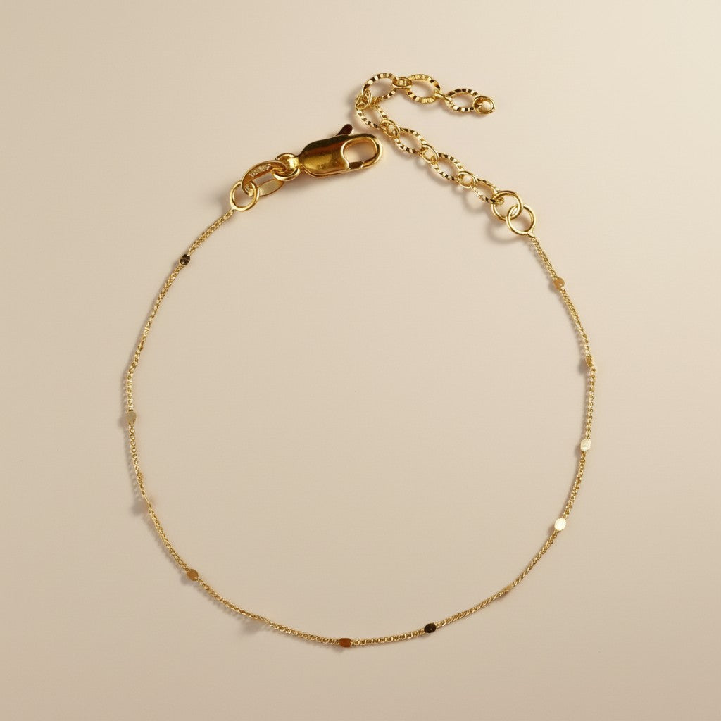 Dainty Curb Bracelet | 1mm Spaced Beaded Chain | Delicate Layering Bracelet | Minimalist Gold Bracelet