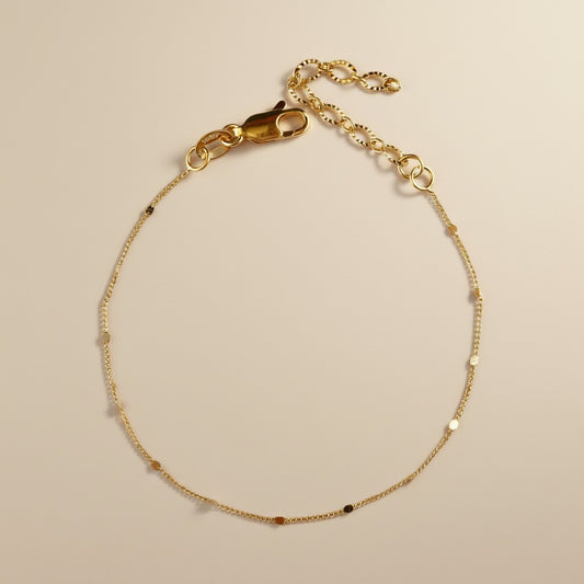 Dainty Curb Bracelet | 1mm Spaced Beaded Chain | Delicate Layering Bracelet | Minimalist Gold Bracelet