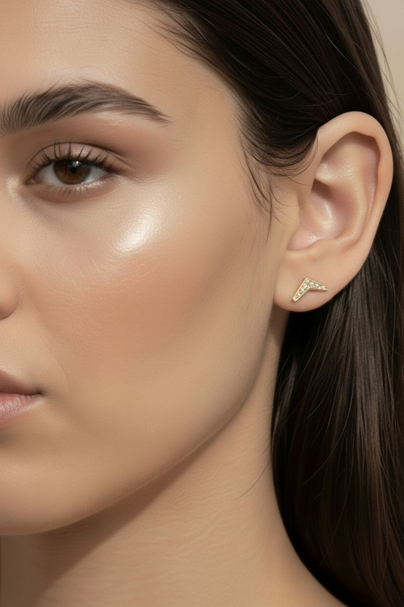 Dainty Ear Stacking Earrings - Small CZ Studs for Layering