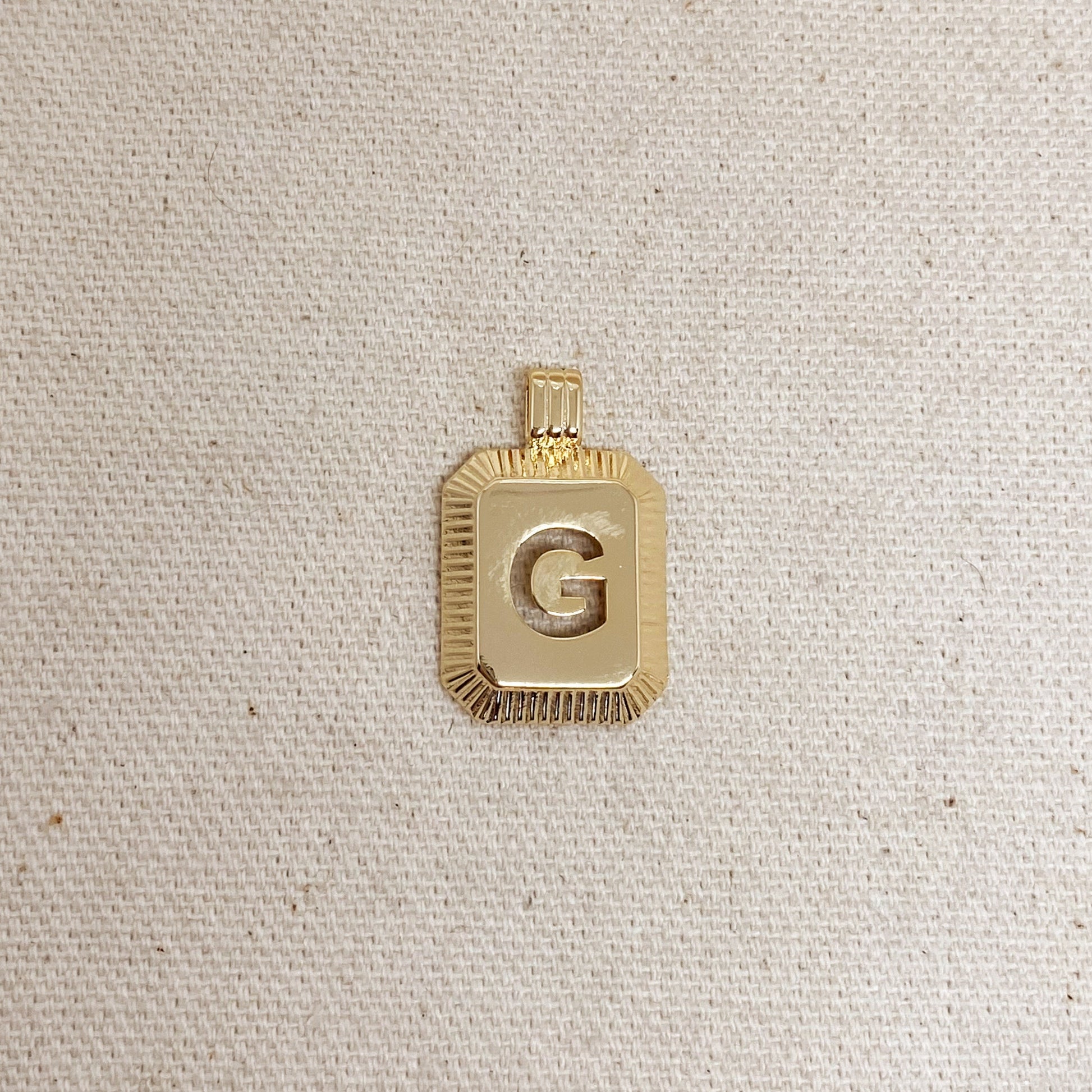 GoldFi 18k Gold Filled Initial Plate Pendant Letter G