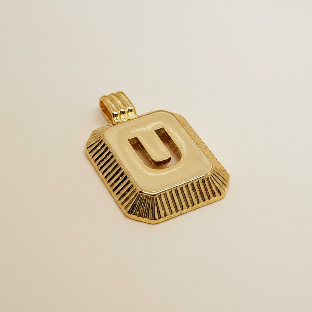 18k Gold Filled Diamond-Cut Initial Pendant — Your Letter. Your Name. Worn in Gold.