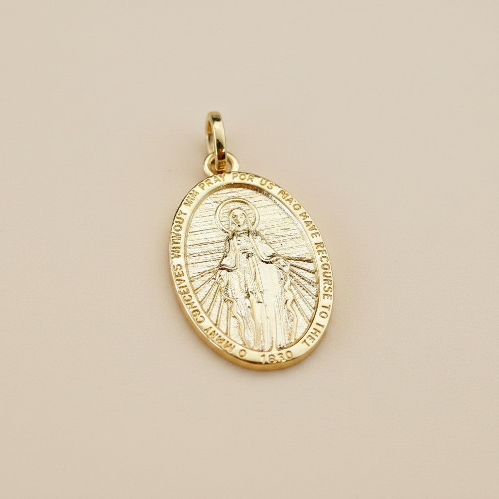 18k Gold Filled Double-Sided Lady of Grace Medal Pendant | Faith Meets Fashion