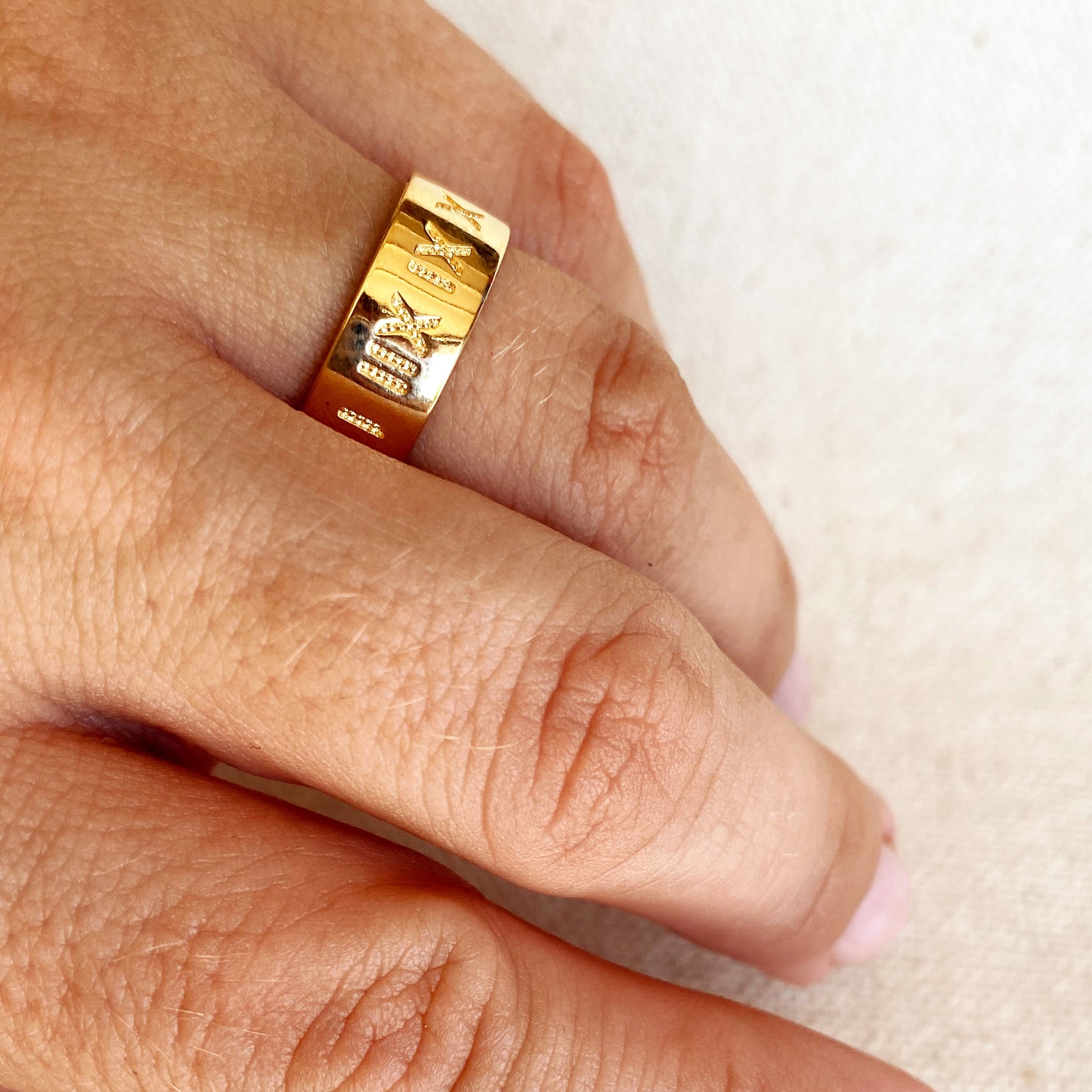 GoldFi 18k Gold Filled Roman Numeral Band Ring