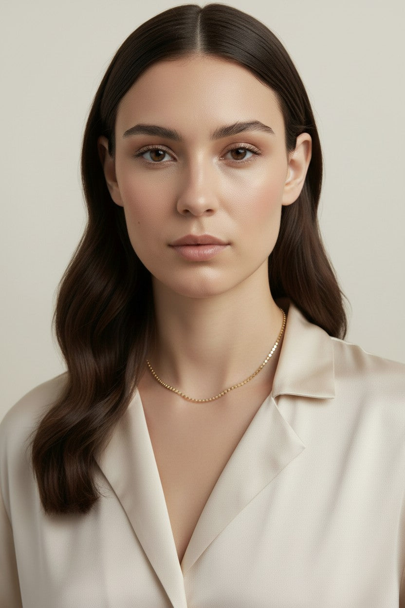 Chain Necklace for Women - Flat Ball Chain | Layering Jewelry