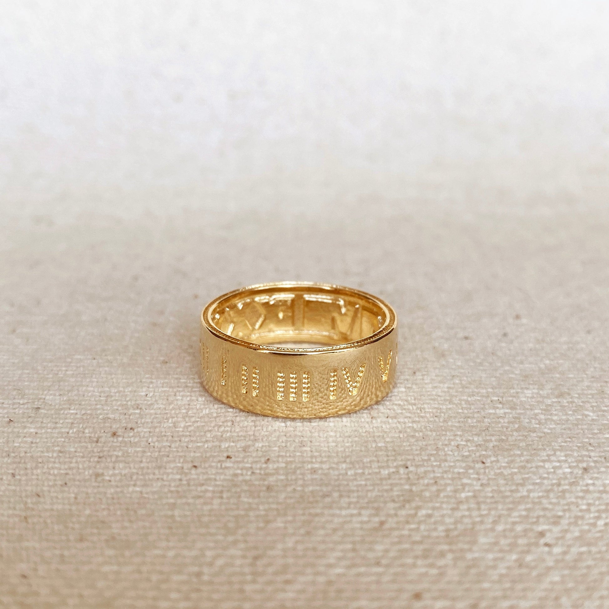 GoldFi 18k Gold Filled Roman Numeral Band Ring