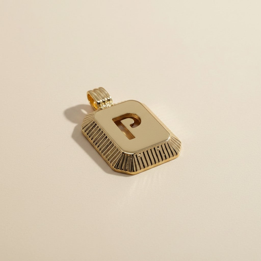 18k Gold Filled Diamond-Cut Initial Pendant — Your Letter. Your Name. Worn in Gold.
