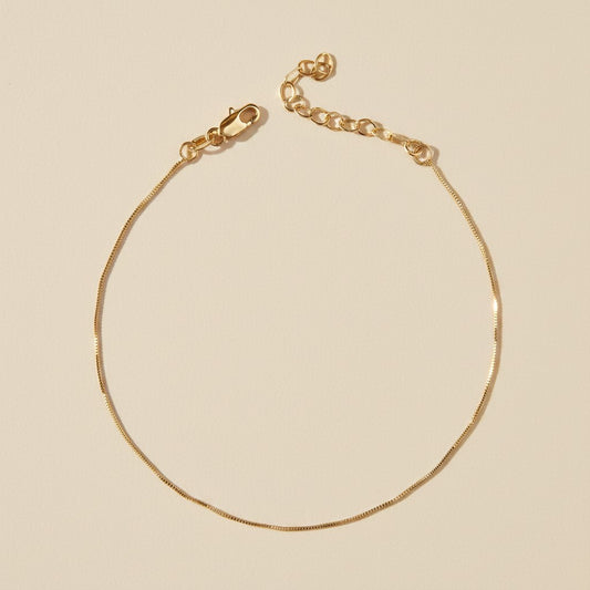 ✨ 18k Gold Filled 0.5mm Box Chain Anklet — The Most Delicate Ankle. The Most Considered Gold.