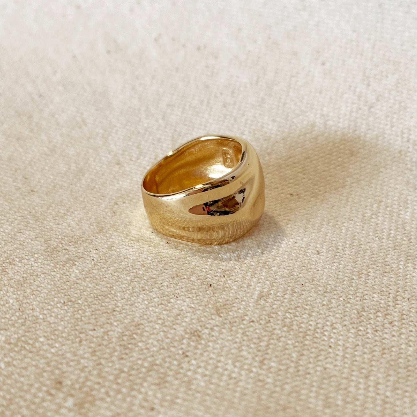 18k Gold Filled Wavy Wide Band Ring