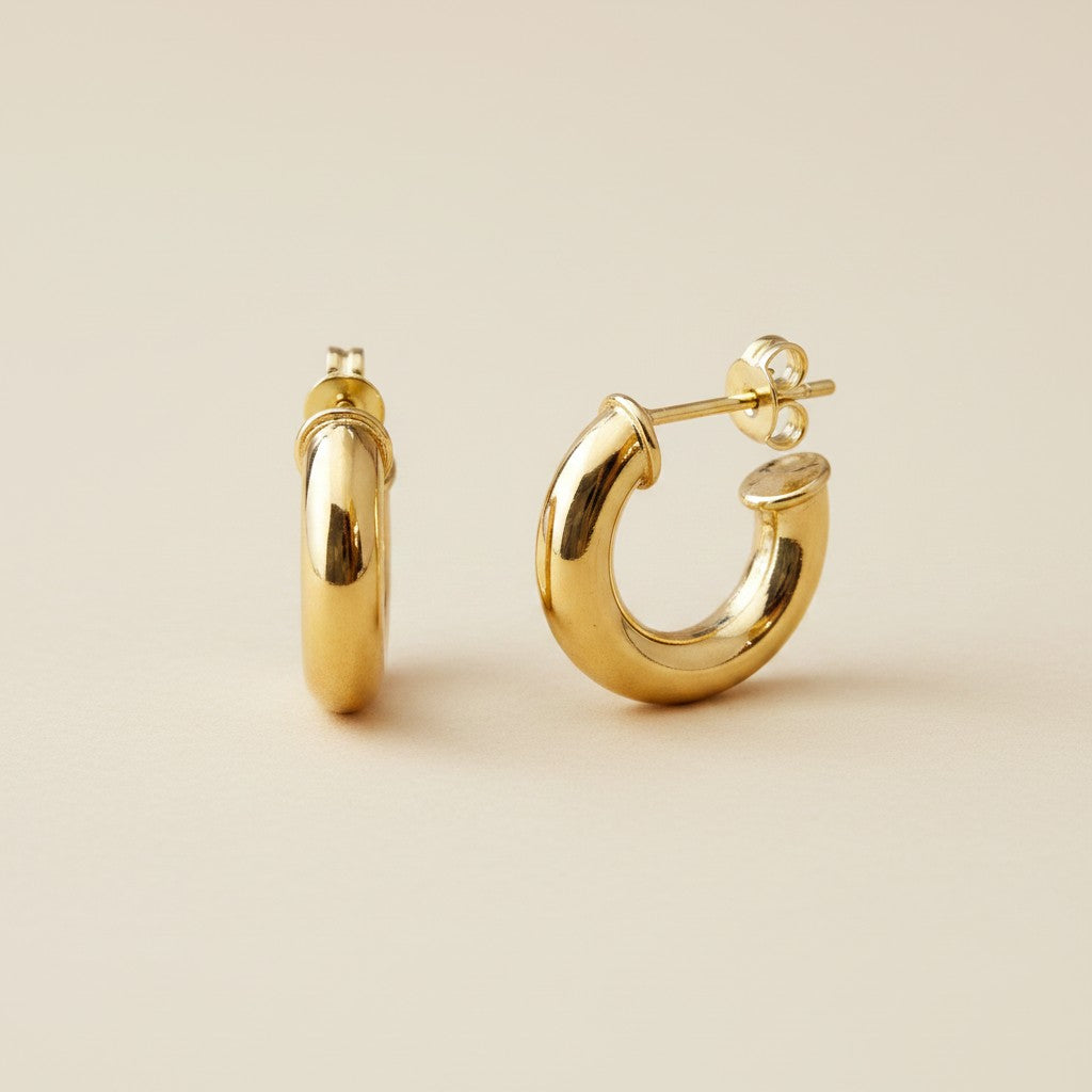 ✨ 18k Gold Filled Mini Chubby C-Hoop Earrings — The Rounded Tube, At Its Most Flattering Scale