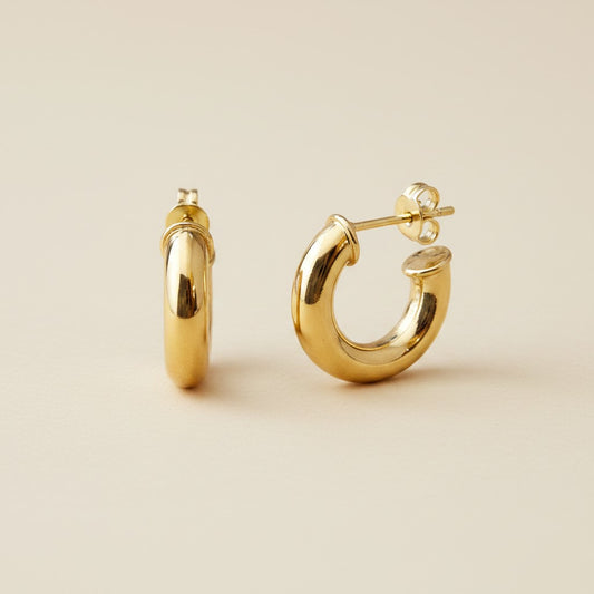 ✨ 18k Gold Filled Mini Chubby C-Hoop Earrings — The Rounded Tube, At Its Most Flattering Scale